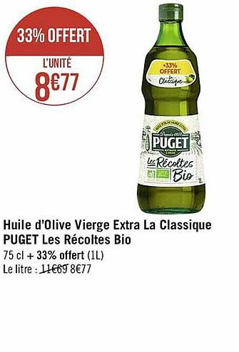 Huile D'olive Vierge Extra La Classique Puget Les Récoltes Bio