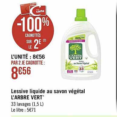 lessive liquide au savon végétal l'arbre vert