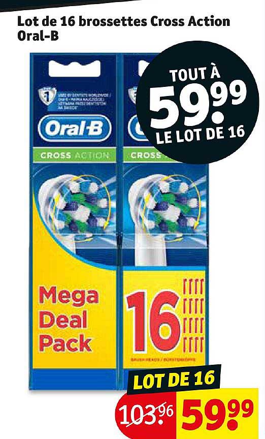 Lot De 16 Brossettes Cross Action Oral-b