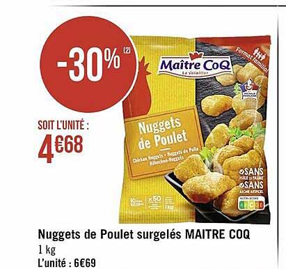 nuggets de poulet surgelés maitre coq