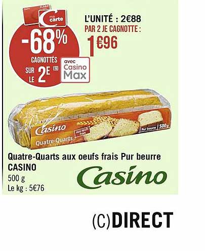 quatre-quarts aux oeufs frais pur beurre casino