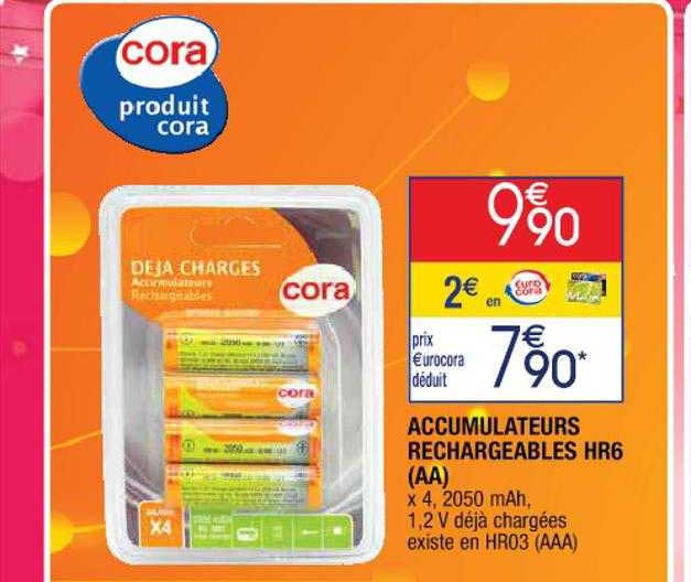 Accumulateurs Rechargeables Hr6 (aa) Cora