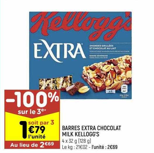 barres extra chocolat milk kellogg's