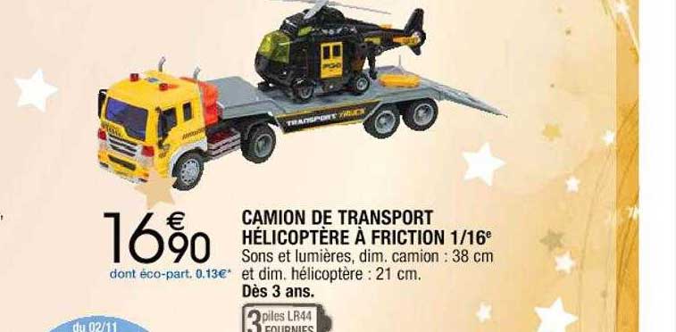 camion de transport hélicoptère à friction 1-16e