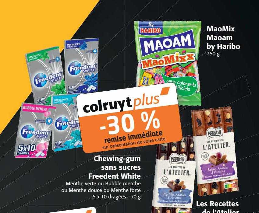 chewing-gum sans sucres freedent white, maomix maoam by haribo