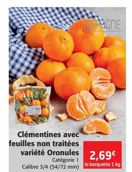 clémentines avec feuilles non traitées variété oronules