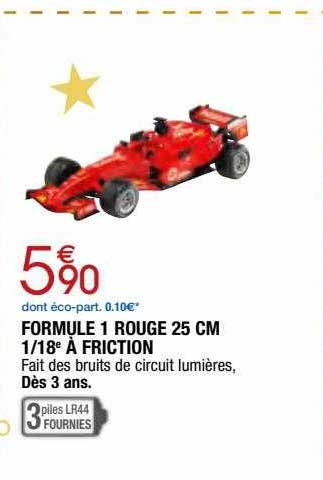 formule 1 rouge 25 cm 1-18" à friction