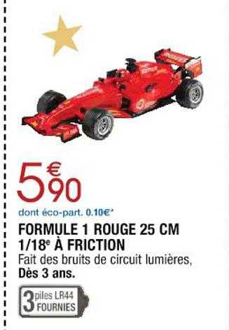 formule 1 rouge 25 cm 1-18e à friction