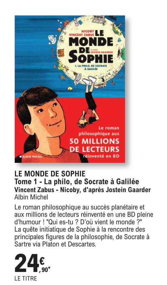 le monde de sophie tome 1 - la philo, de socrate à galilée - vincent zabus - nicoby, d'après jostein gaarder