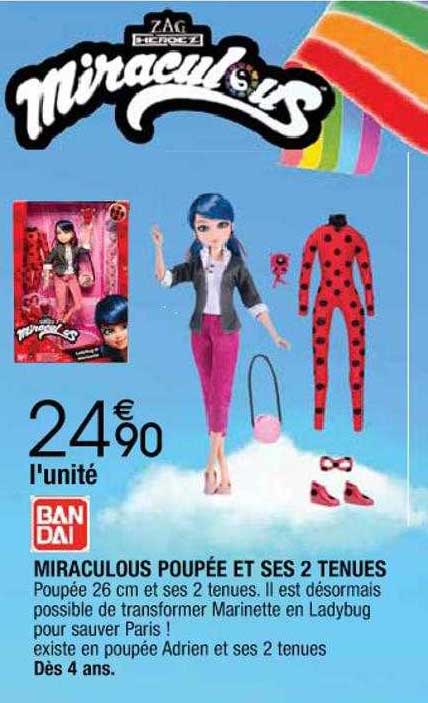 miraculous poupée et ses 2 tenues bandai
