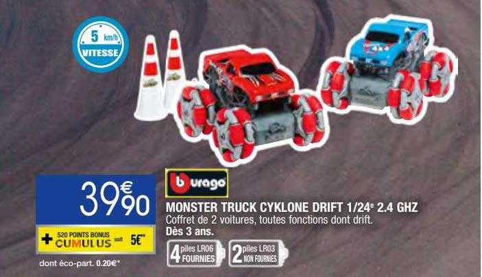 monster truck cyklone drift 1-24e 2.4 ghz