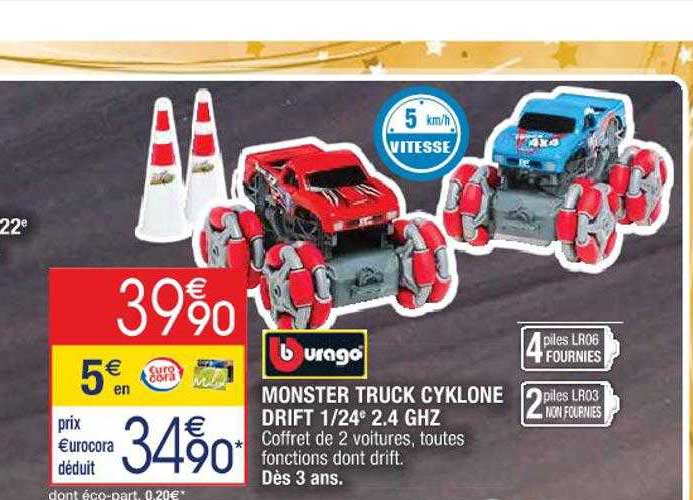 monster truck cyklone drift 1-24e 2.4 ghz burago