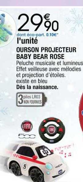ourson projecteur baby bear rose