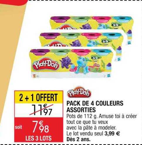 pack de 4 couleurs assorties play-doh