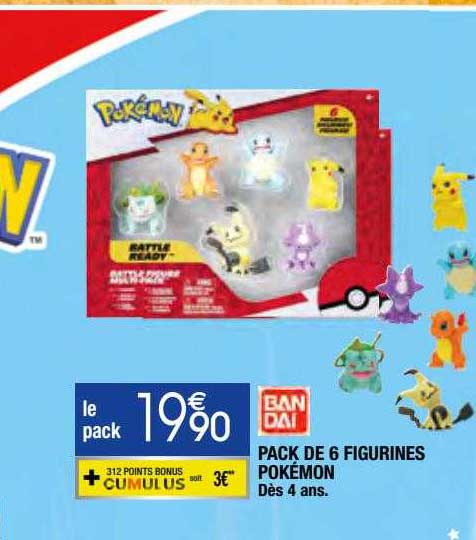 pack de 6 figurines pokémon ban dai