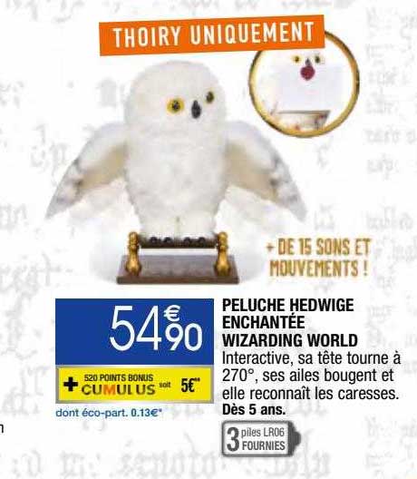 peluche hedwige enchantée wizarding world