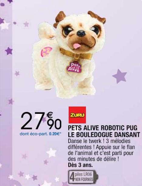 pets alive robotic pug le bouledogue dansant zuru