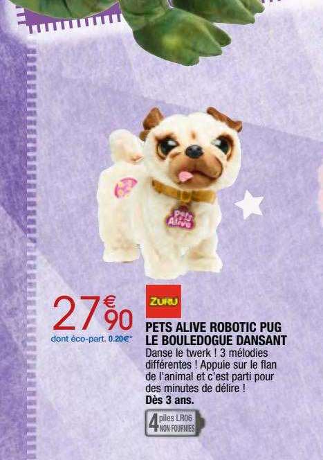 pets alive robotic pug le bouledogue dansant zuru