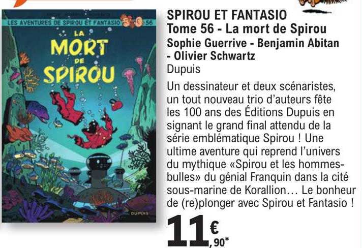 spirou et fantasio tome 56 - la mort de spirou sophie guerrive - benjamin abitan - olivier schwartz