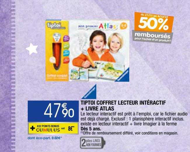 tiptoi coffret lecteur intéractif + livre atlas