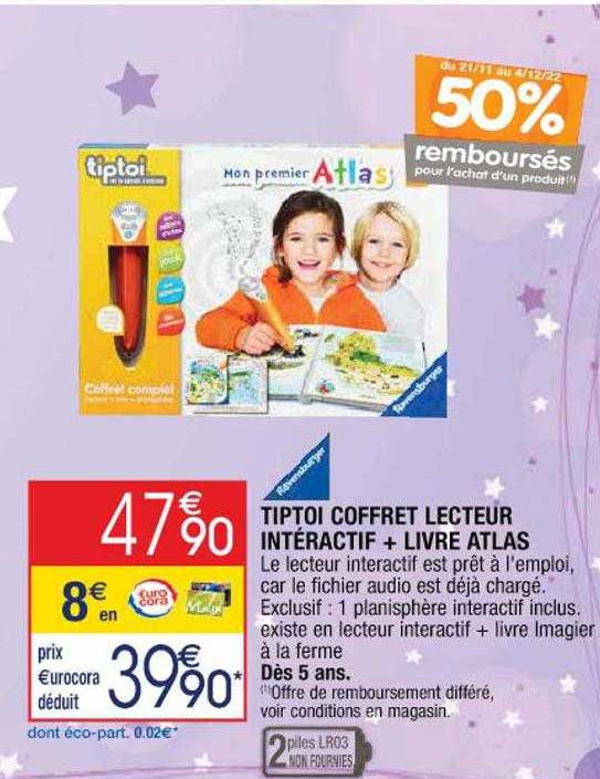 tiptoi coffret lecteur intéractif + livre atlas ravensburger