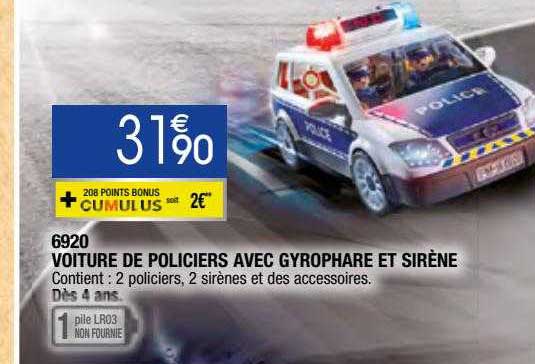 voiture de policiers avec gyrophare et sirène 6920