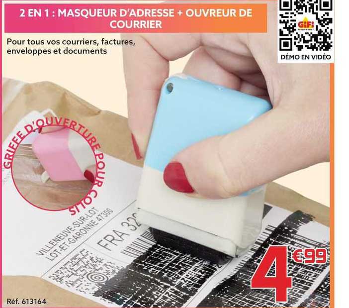 2 en 1 : masqueur d'adresse + ouvreur de courrier