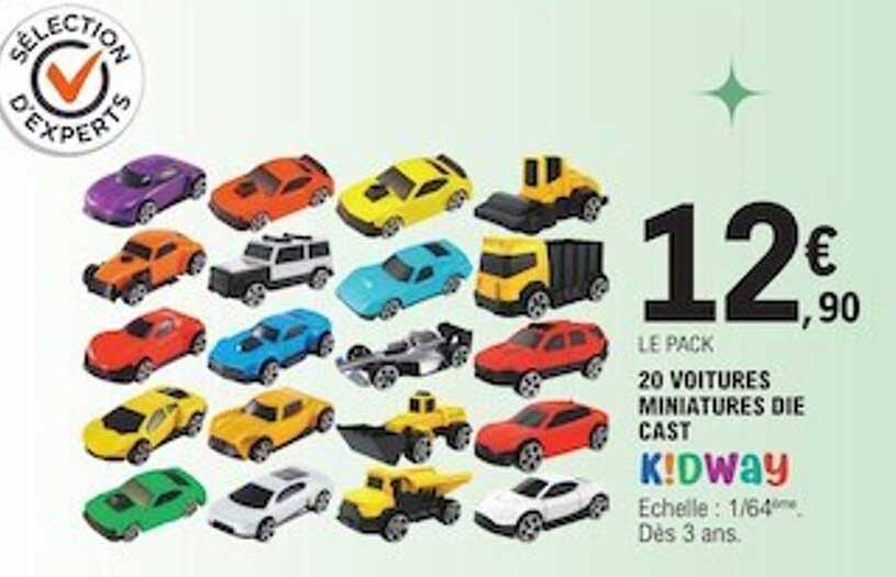 20 voitures miniatures die cast k!dway