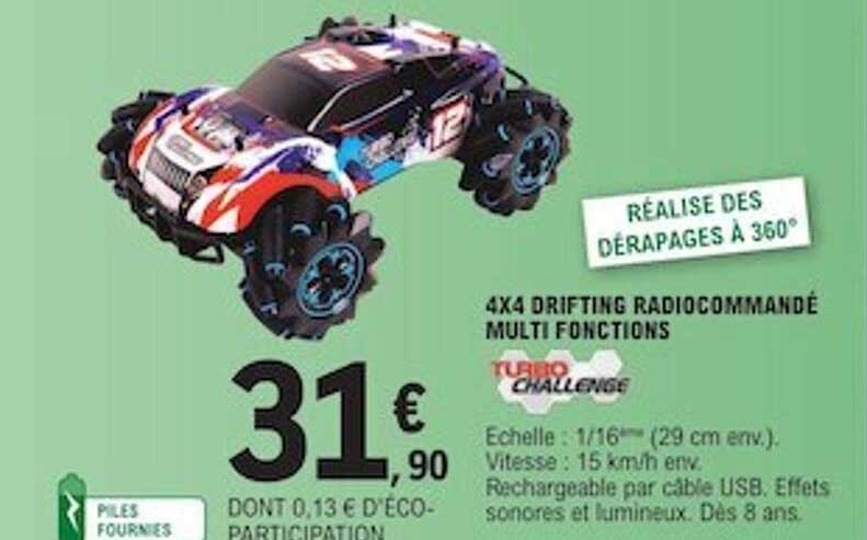 4x4 drifting radiocommandé multi fonctions turbo challenge