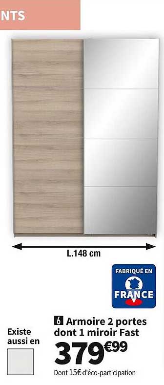 armoire 2 portes dont 1 miroir fast
