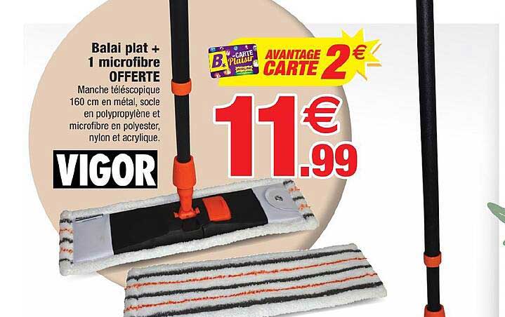 Balai Plat + 1 Microfibre Offerte