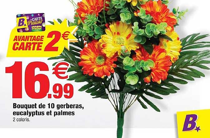 bouquet de 10 gerberas, eucalyptus et palmes