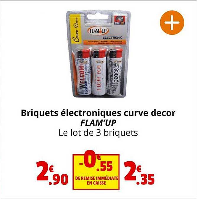 briquets électroniques curve décor flam'up