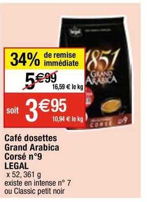 Café Dosettes Grand Arabica Corsé N°9 Legal