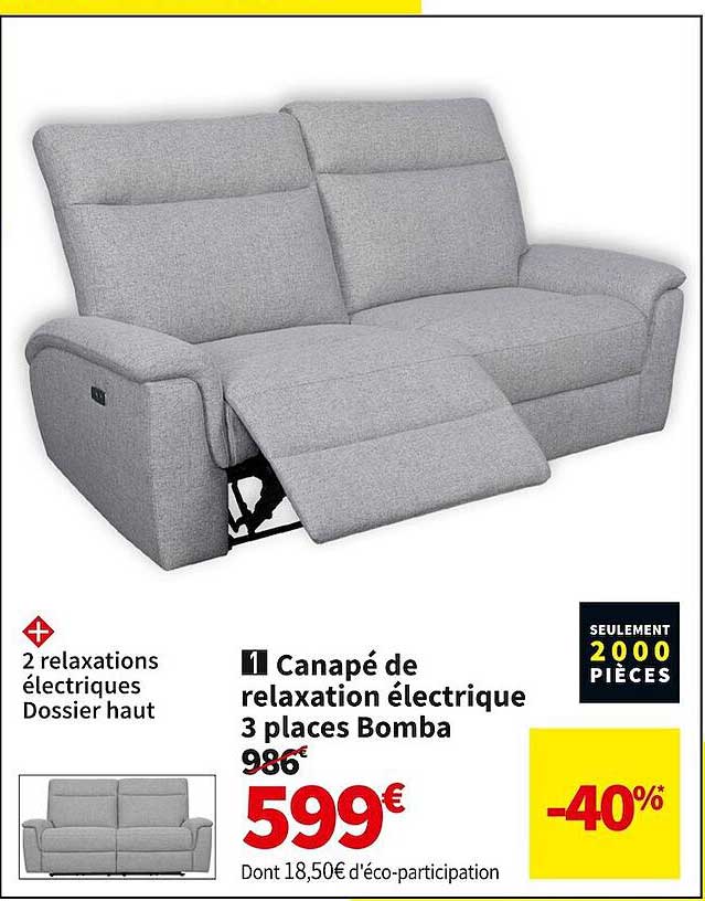 canapé de relaxation électrique 3 places bomba