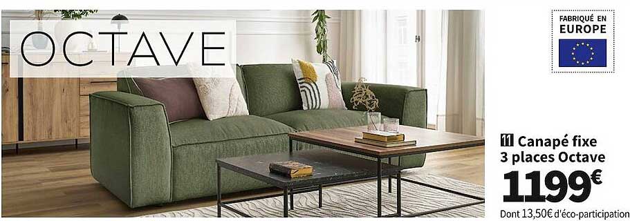 canapé fixe 3 places octave