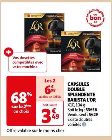 Capsules Double Splendente Barista L'or