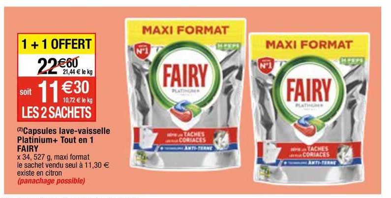 capsules lave-vaisselle platinium+ tout en 1 fairy