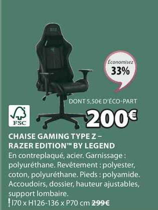 chaise gaming type z - razer édition by legend