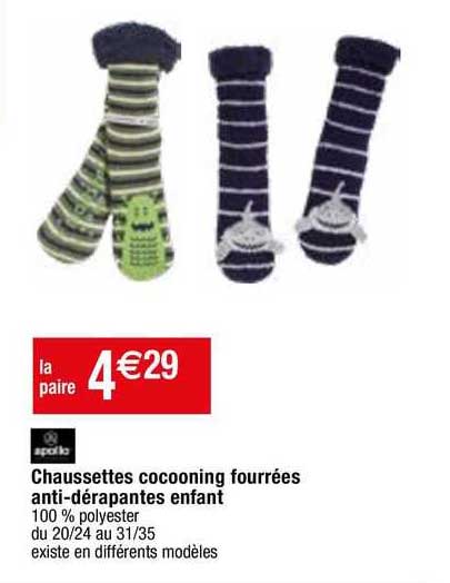chaussettes cocooning fourrées anti-dérapantes enfant