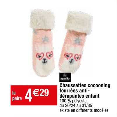 chaussettes cocooning fourrées anti-dérapantes enfant