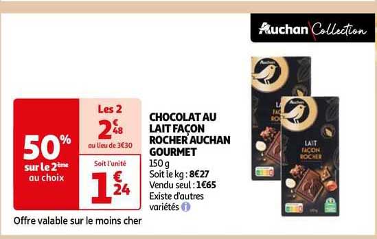 chocolat au lait façon rocher auchan gourmet