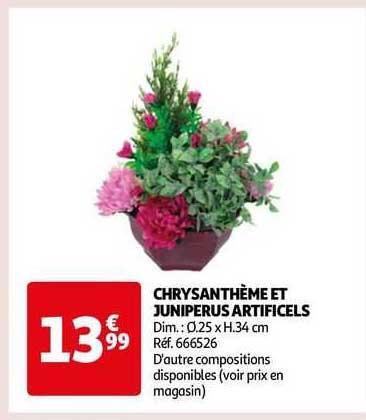 chrysanthème et juniperus artificiels
