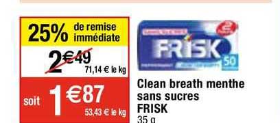clean breath menthe sans sucres frisk