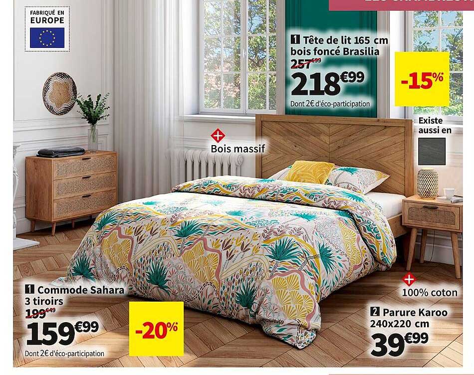 commode sahara ou parure karoo ou tête de lit bois foncé brasilia