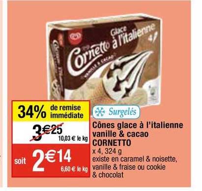 cônes glacé à l'italienne vanille & cacao