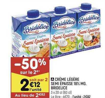 crème légère semi épaisse 18% mg bridélice