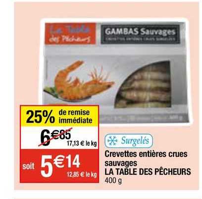 crevettes entières crue sauvage la table des pêcheurs