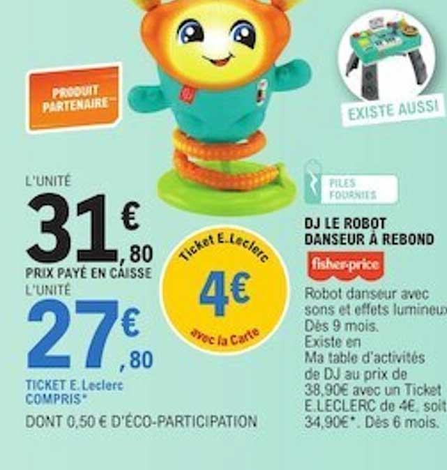 dj le robot danseur à rebond fisher-price