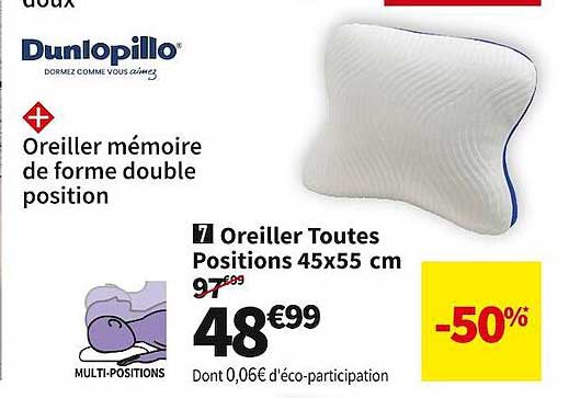dunlopillo oreiller toutes positions